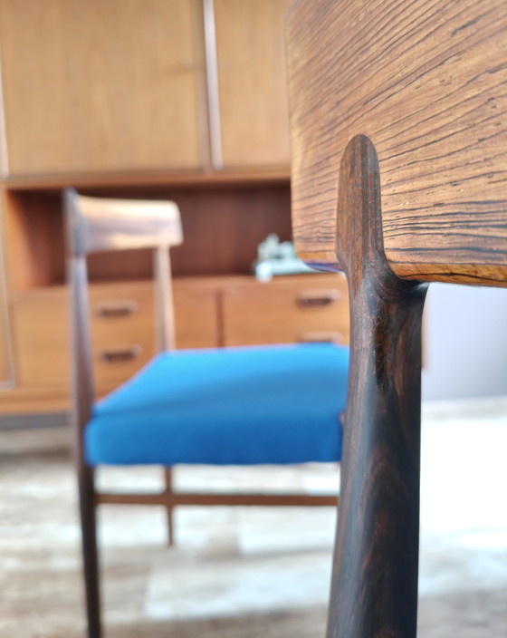 Image 1 of Vintage rosewood dining chairs blue