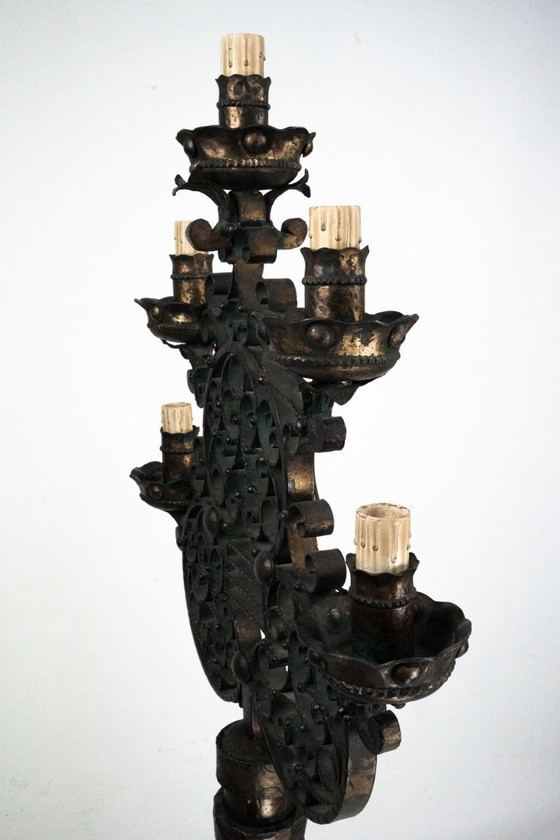 Image 1 of Zeldzame Italiaanse brutalistische vloerlamp van Longobard. Italië, jaren 70.