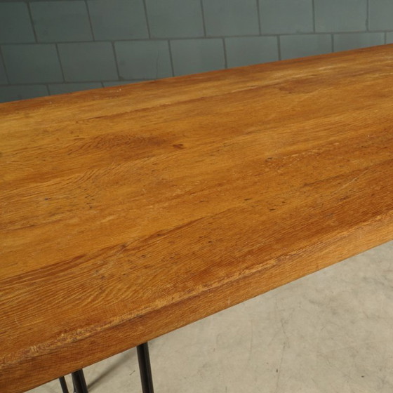 Image 1 of Vintage dining table – solid oak – hairpin legs
