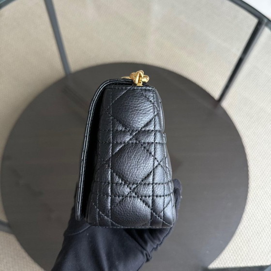 Image 1 of DIOR CARO SMALL - CANNAGE GRAINED CALFSKIN BLACK GOLD HARDWARE