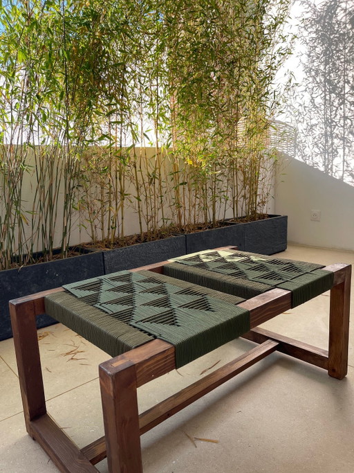 Silla de Diseño en Madera Maciza y Tejido Bouclé 90x50x40cm – bankjes, Wood, Nylon (photo 2 of 8)