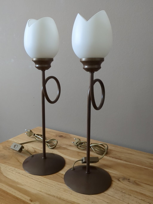 Set of Vintage Solid Table Lamps 'Tulip'