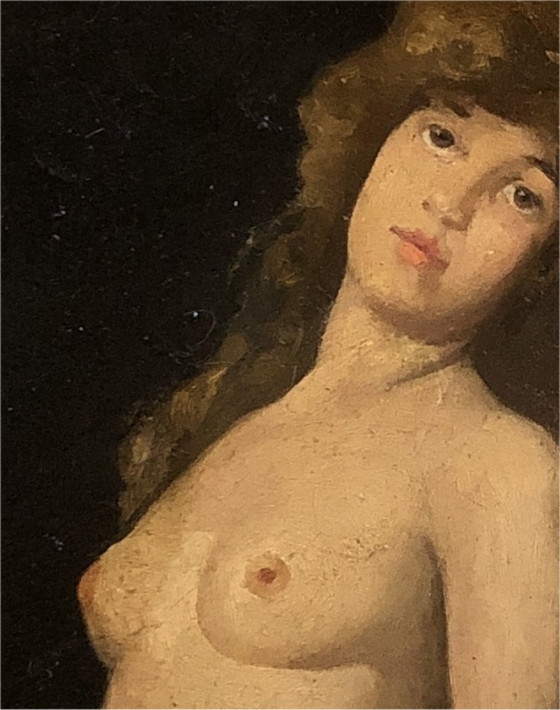 Image 1 of Early 20th Century French School Female Nude – Oil on Wood Panel, Framed