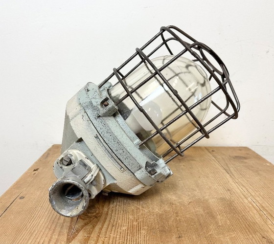 Image 1 of Industrial Bunker Ceiling Light with Iron Cage from Elektrosvit, 1970s