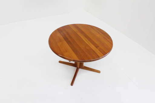 Vintage Danish Round Extendable Dining Table Solid Teak