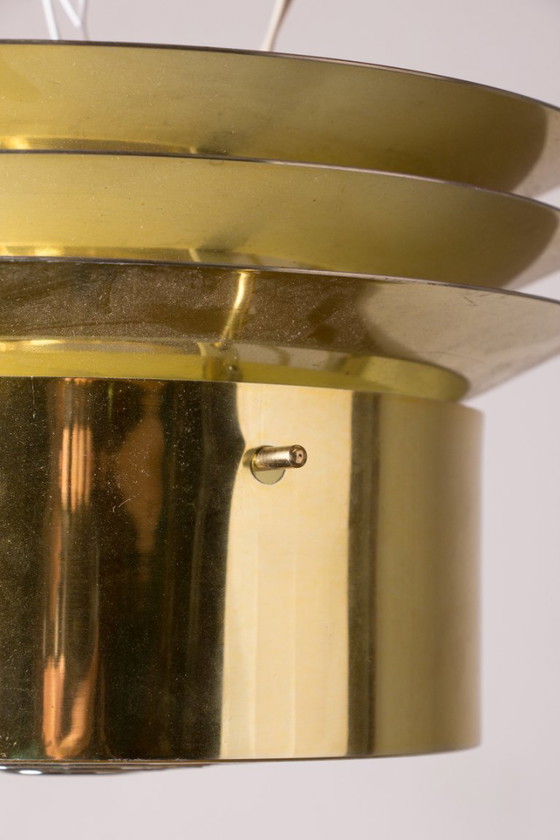 Image 1 of Pair of Danish ceiling lights in Brass model T742 by Hans Agne Jakobson 1960.