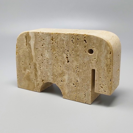 Image 1 of Sculpture originale d'éléphant en travertin des années 1970 par Enzo Mari pour F.lli Mannelli
