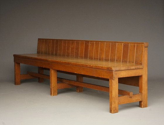Image 1 of  Traditionalist Dutch Oak Bench in the style of Delft School. 1920s