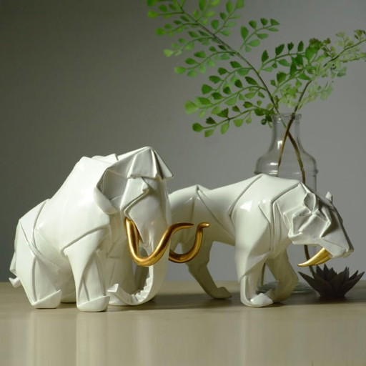 Amoy-Art Dinosaur Figurine Statue Mammoth Decor Animal Sculpture Gift Modern Arts Masion Decoration Resin 22cm
