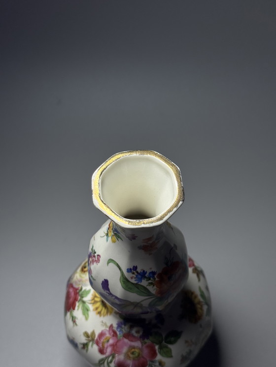 Image 1 of Boch Frères Belgium - KERALUX-  “Fleur de Saxe” Art Deco Vase 