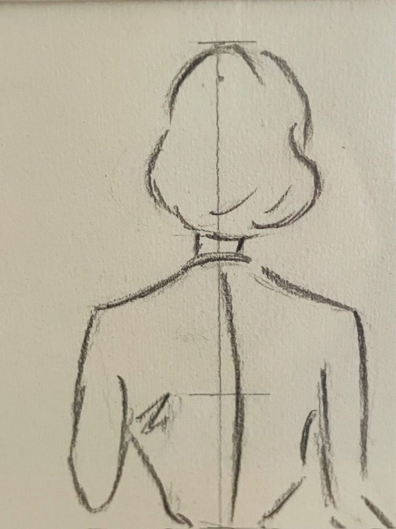 Image 1 of Vintage, Signed, Framed, Pencil Sketches by Berthe Duquaine, 1951