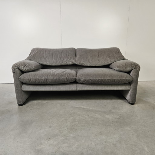 Italian Cassina Maralunga, striped light gray/blue