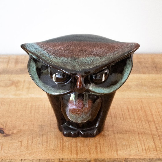 Image 1 of Statua di gufo in ceramica scura