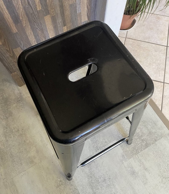 Image 1 of Genuine TOLIX H75 industrial stackable bar stool, black
