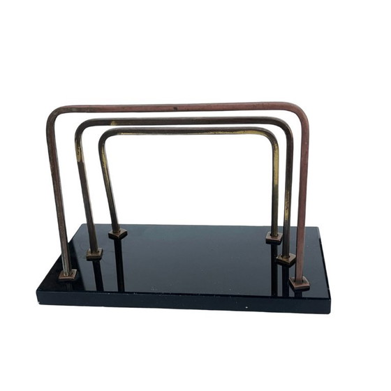 Art Deco / Bauhaus Letter Holder, Glass and Brass, 1930s. – Table accessories (photo 2 of 12)