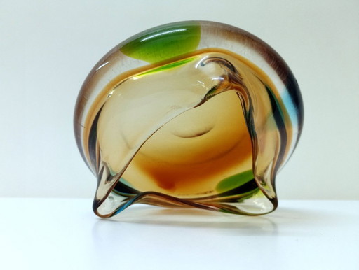 Ashtray / hand free blown glass / Mstišov 
