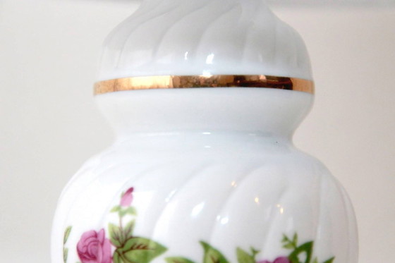 Image 1 of Porcelain table lamp, hand-painted, 1980s vintage