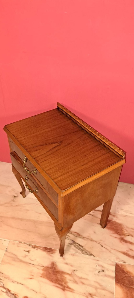 2 Vintage Nightstands, Bronze, Wood, Brown (photo 5 of 10)