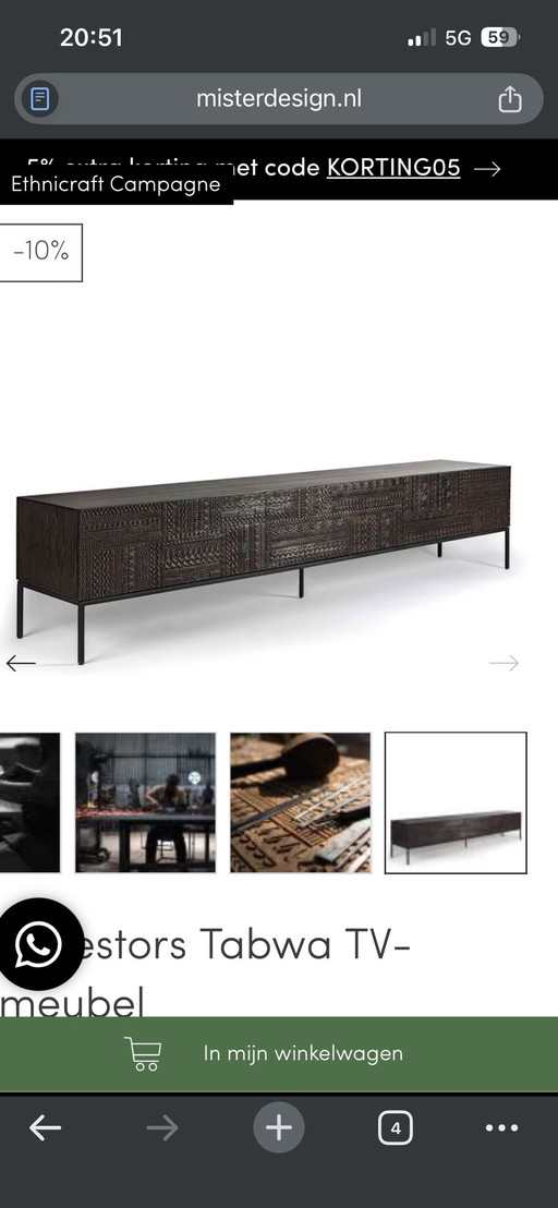 Tv meubel Tabwa van Ethnicraft 240 cm