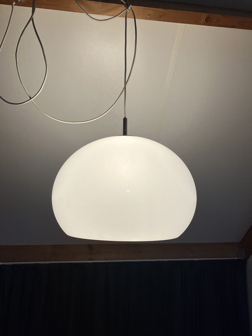 Large Plastic White Pendant Lamp, Vintage Pendant Lamp.