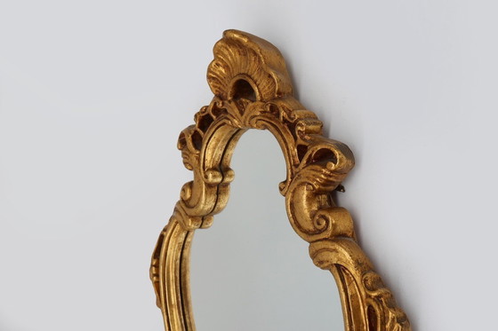 Image 1 of Franse 20e-eeuwse spiegel in barokstijl met vergulde kuif
