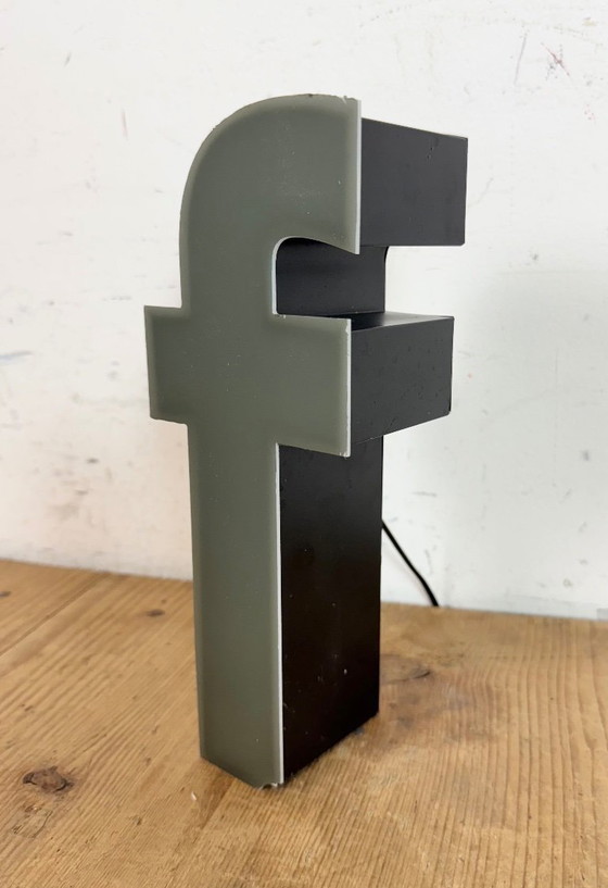 Image 1 of Vintage Grey Illuminated Letter F , 1970s