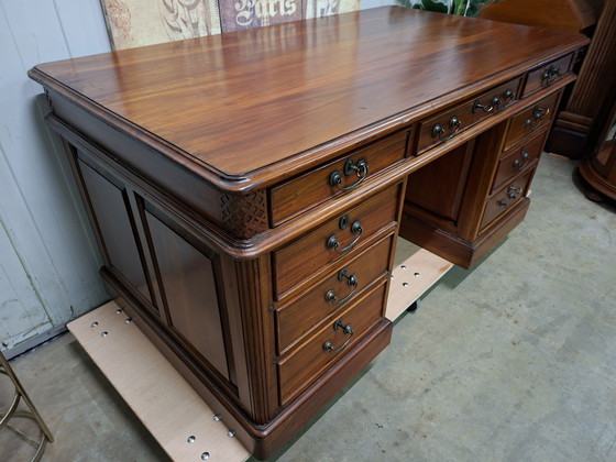 Image 1 of Classic Teak double-sided writing desk partner desk dimensions: 161x90m and 79cm high.