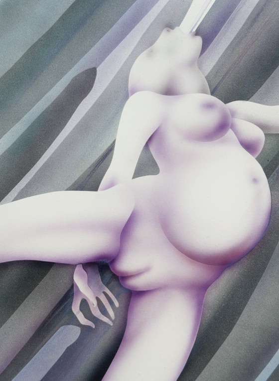 Image 1 of Yvon Adam, raro dipinto erotico del 1985 circa - incorniciato