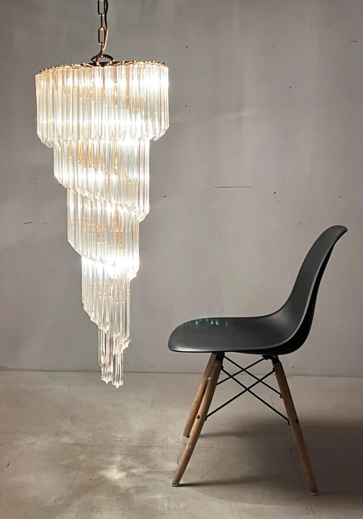  Grote kroonluchter/plafondlamp van Paolo Venini, waterval, Murano glas, Italië, 1970