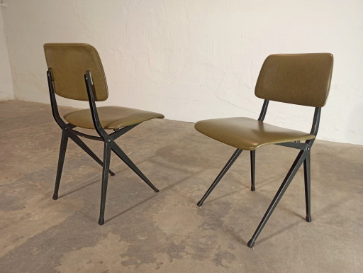 2 X Ynske Kooistra For Marko Industrial Chairs – eetkamerstoelen, Skai, Metal (photo 2 of 15)