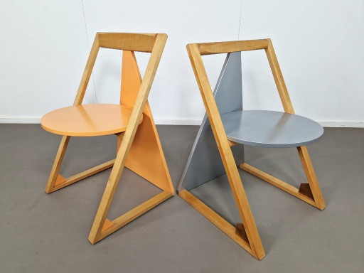 Stuhlset im postmodernen Memphis-Stil | 1980er Jahre – eetkamerstoelen, Wood