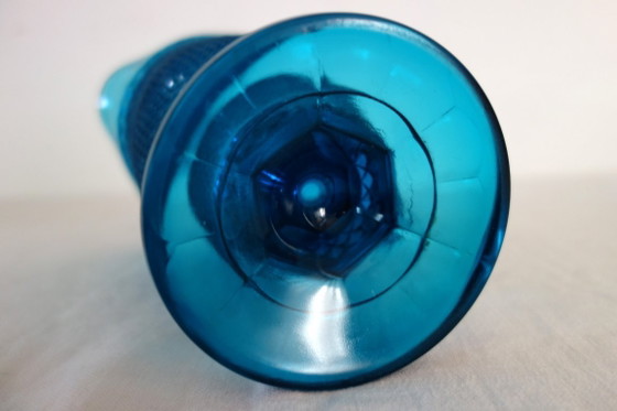 Vintage blue cut glass pitcher – Table accessories (photo 10 of 10)