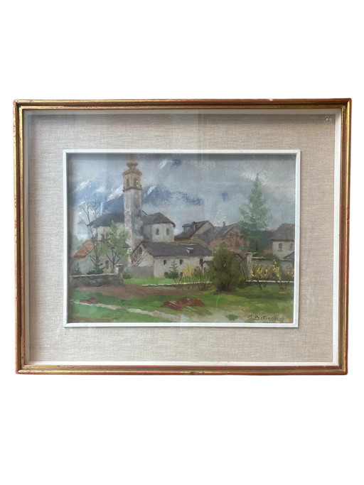 Oil Painting on Board, Landscape by Mario Bettinelli, 1930s