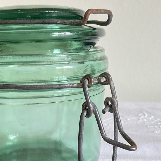 Image 1 of Tarro de cristal verde antiguo Solidex para conservas