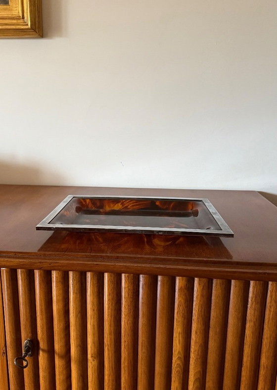 Image 1 of Hollywood regency brass and tortoiseshell lucite tray, Italy 1970s