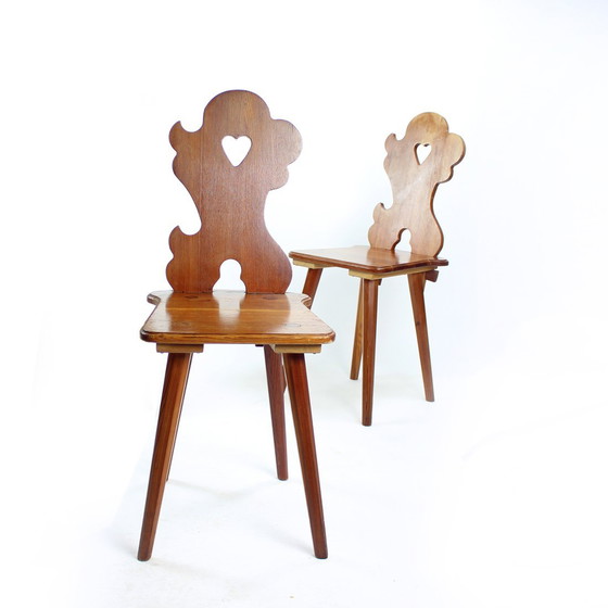 Image 1 of Folk Style Dining Chair In Wood, Czechoslovakia 1973