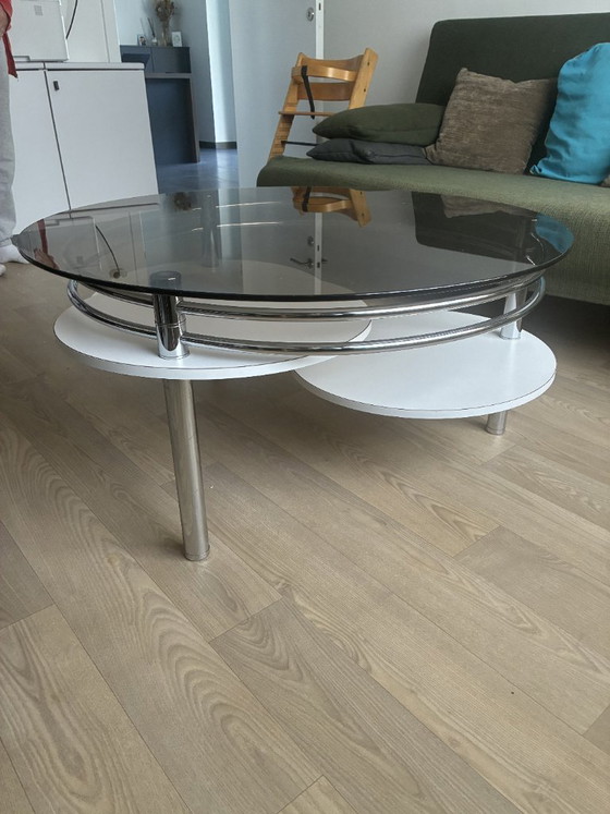 Table basse Space Age des années 70 – Tables basses, Chrome, Verre (photo 2 of 6)