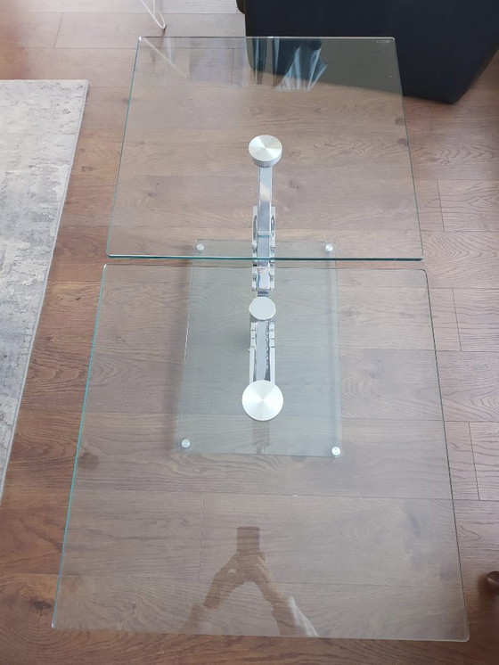Image 1 of Tavolo da cocktail estensibile con piano in vetro Vintage Italia a 2 bracci