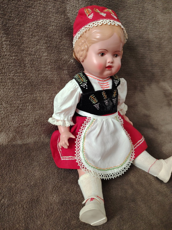 Image 1 of Bambola Schildkröt Bärbel 34 cm vintage con costume, anni '50-'60 