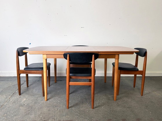 Image 1 of Tavolo da pranzo allungabile Schreiber in stile Mid-Century degli anni '60-'70 con 4 sedie abbinate.