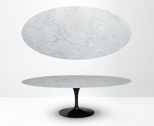 Original Knoll Tulip Oval Dining Table 244x137 By Eero Saarinen In Arabescato Matte Marble In New Condition!! (photo 2 of 15)