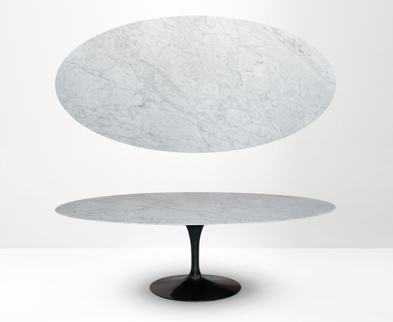 Original Knoll Tulip Oval Dining Table 244x137 By Eero Saarinen In Arabescato Matte Marble In New Condition!! (photo 2 of 15)