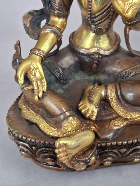 Grüne Tara – Patinierte Bronze – Gold Face – Dekorative Objekte (photo 9 of 18)