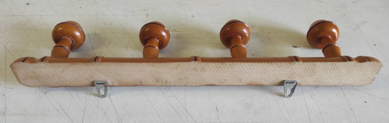 Image 1 of Coat rack in solid wood turned in the style of bamboo - mid-20th century