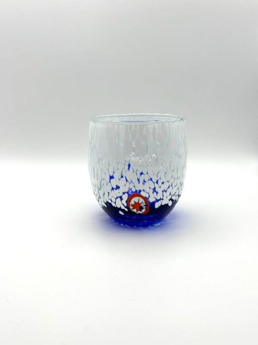 Set di 6 bicchieri in vetro soffiato veneziano con murrine Effetre Murano fuse nel vetro, hand made in italy.