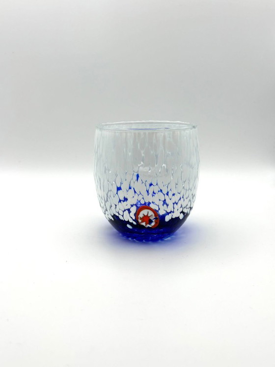 Image 1 of Set di 6 bicchieri in vetro soffiato veneziano con murrine Effetre Murano fuse nel vetro, hand made in italy.