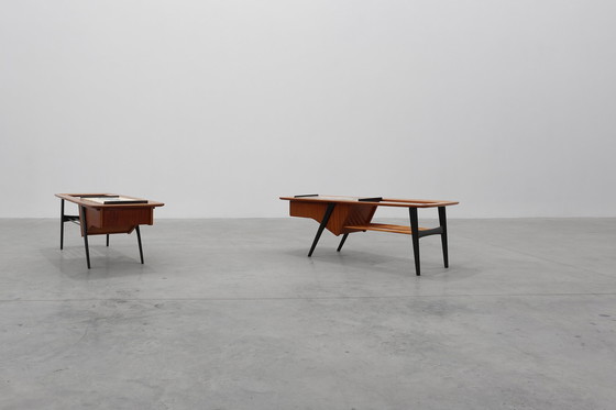 Image 1 of 2 Tavolini modello 210, legno di teak e ceramica, di Alfred Hendrickx, Belform