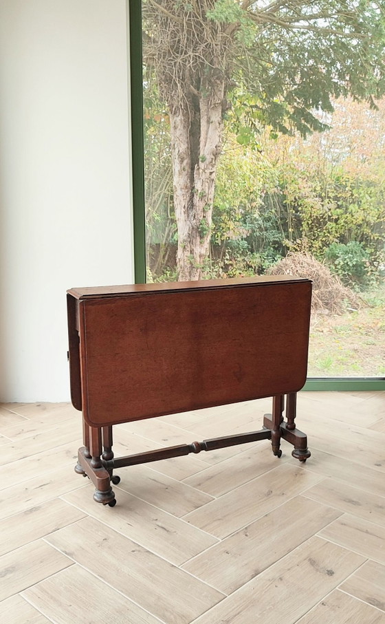 Table pliante vintage anglaise en bois d'acajou, Tables d'appoint, Marron (photo 4 sur 9)
