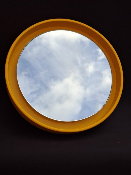 Image 1 of Miroir vintage unique de style spatial, en bois de Nebu Holland ! 40 cm