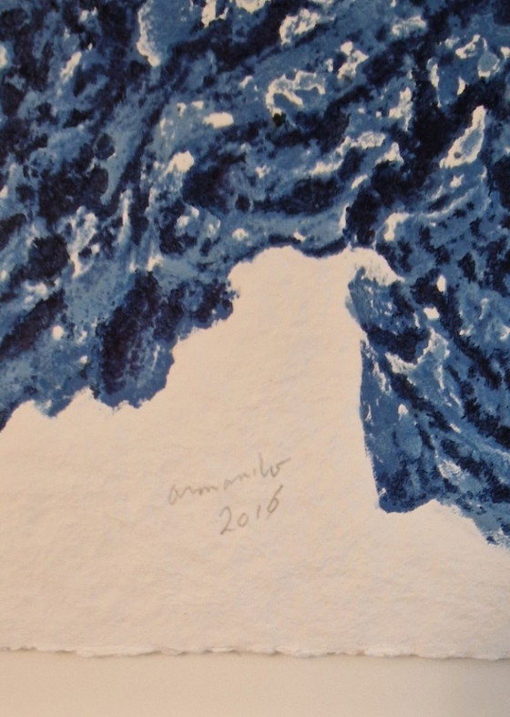 Image 1 of Armando (1929) Farblithografie „Blume III Blau“ Ges Ged Gen